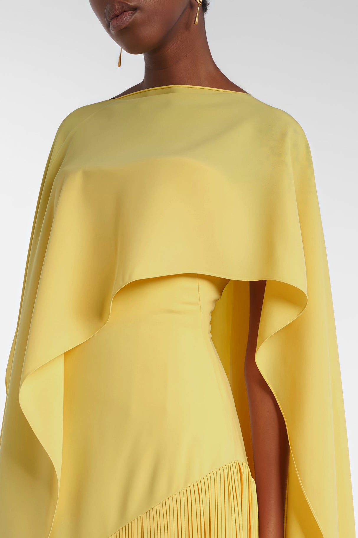 Apparat Fringed Maxi Dress with Shawl / Yellow
