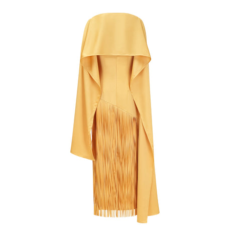 Apparat Fringed Maxi Dress with Shawl / Yellow