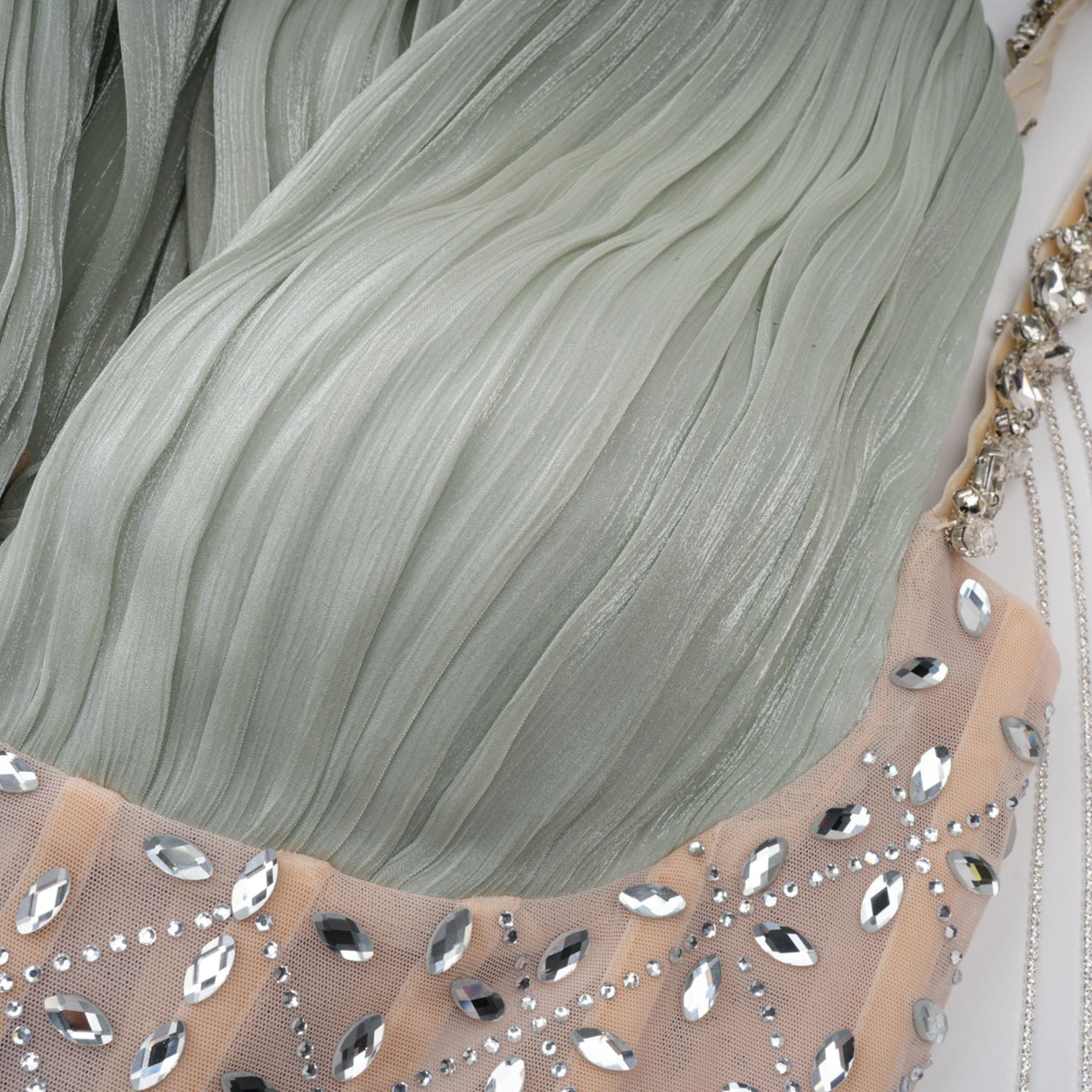 Aquarelle Rhinestone Panel Maxi Dress / Green