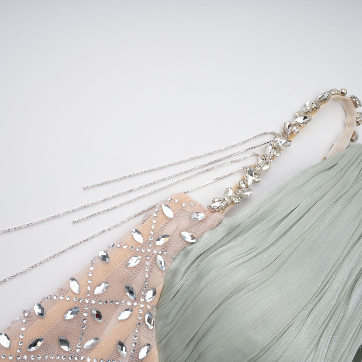 Aquarelle Rhinestone Panel Maxi Dress / Green
