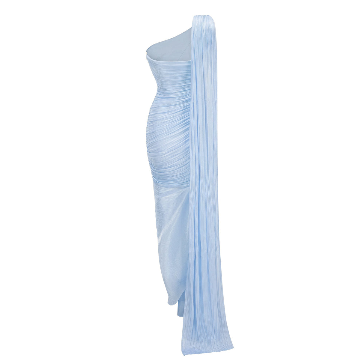 Cocon Asymmetrical Ruched Maxi Dress / Blue