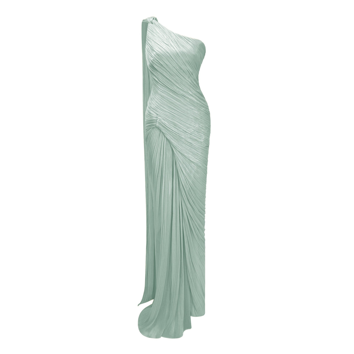 Cocon Asymmetrical Ruched Maxi Dress / Green