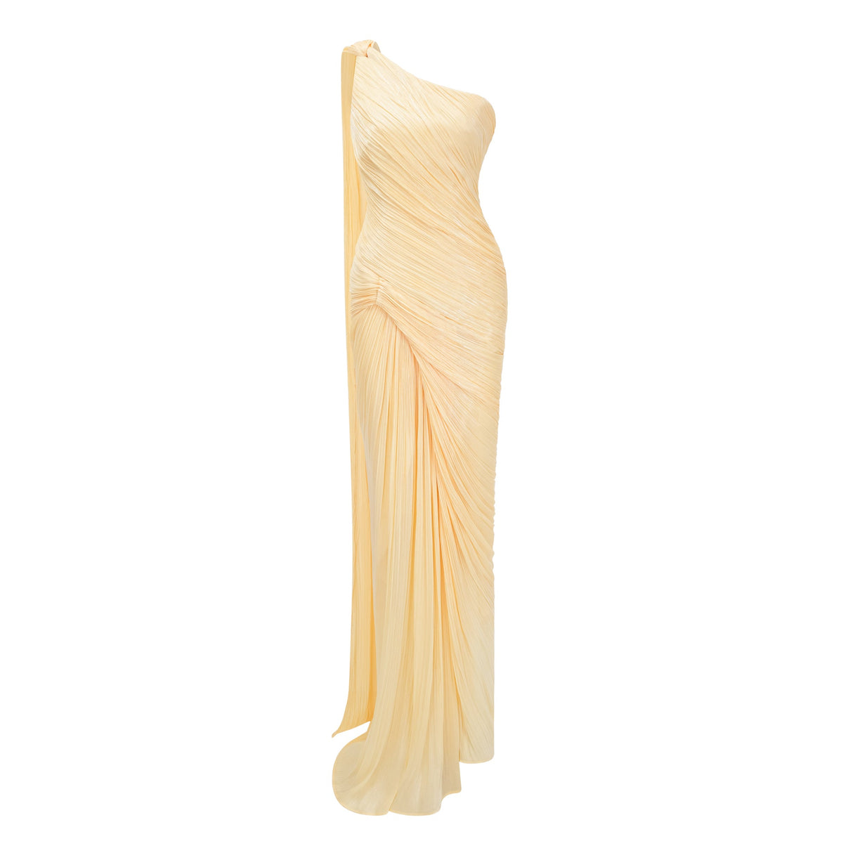 Cocon Asymmetrical Ruched Maxi Dress / Yellow