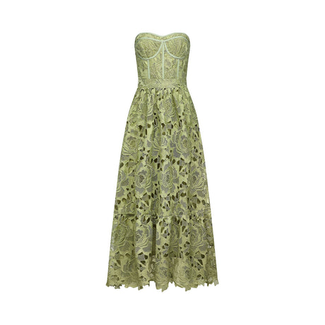 Lise Lace Floral Cut-out Midi Dress / Green