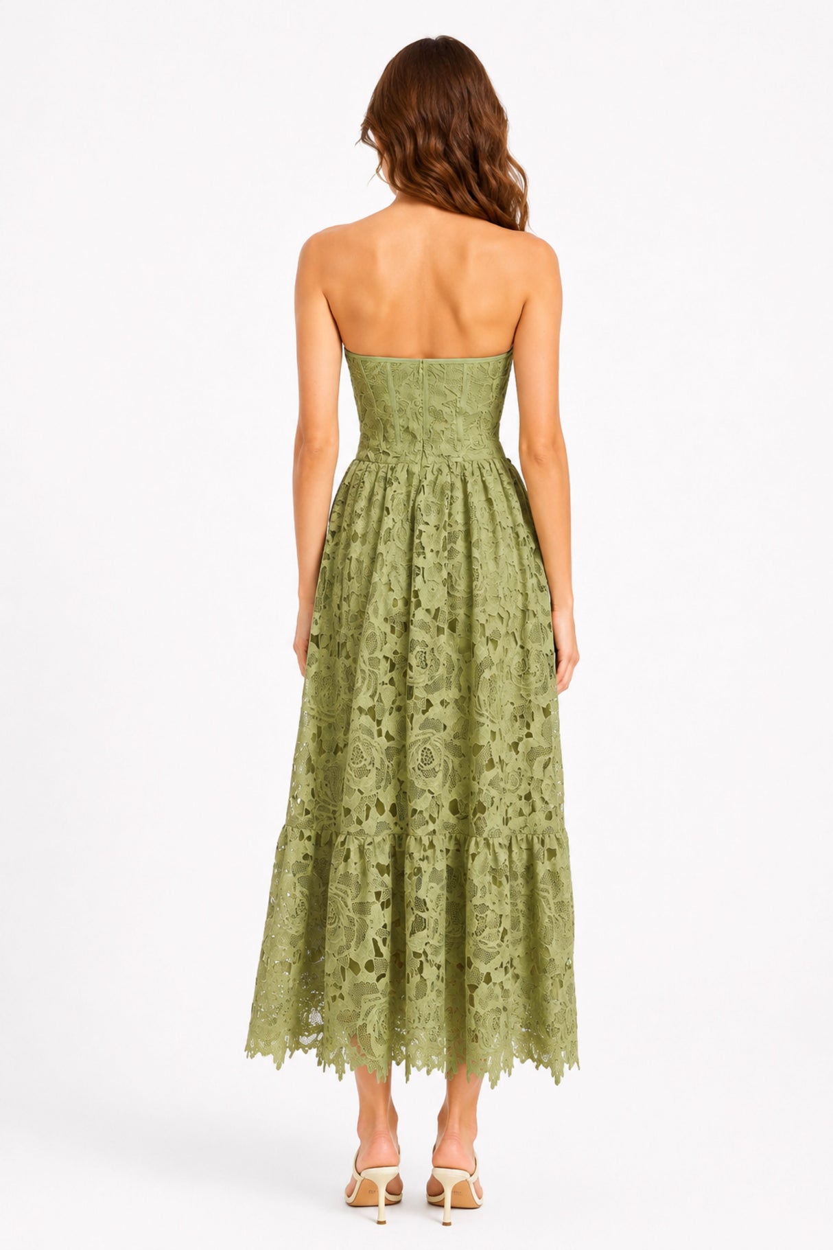 Lise Lace Floral Cut-out Midi Dress / Green