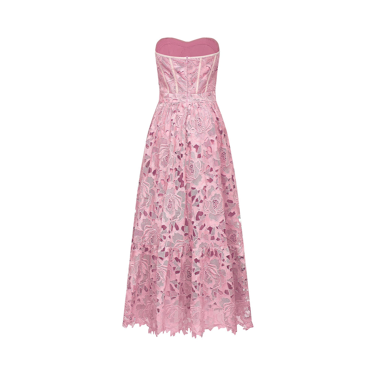 Lise Lace Floral Cut-out Midi Dress / Pink