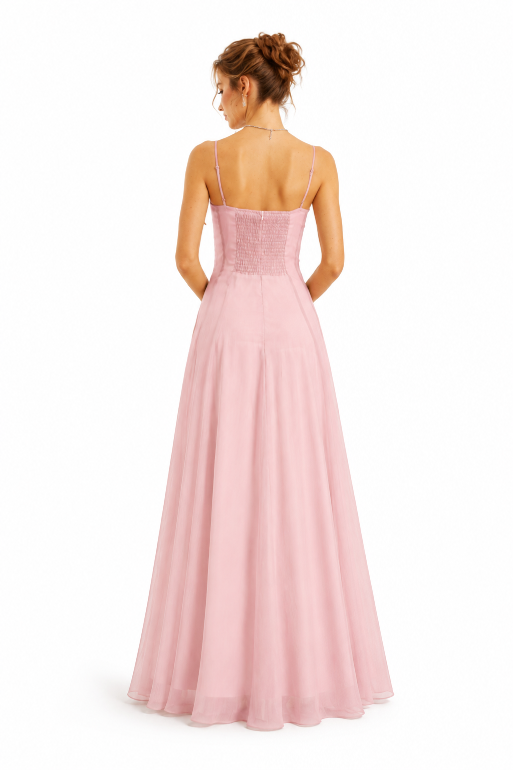 Olympe Ruffled Shirred Tulle Maxi Dress Pink