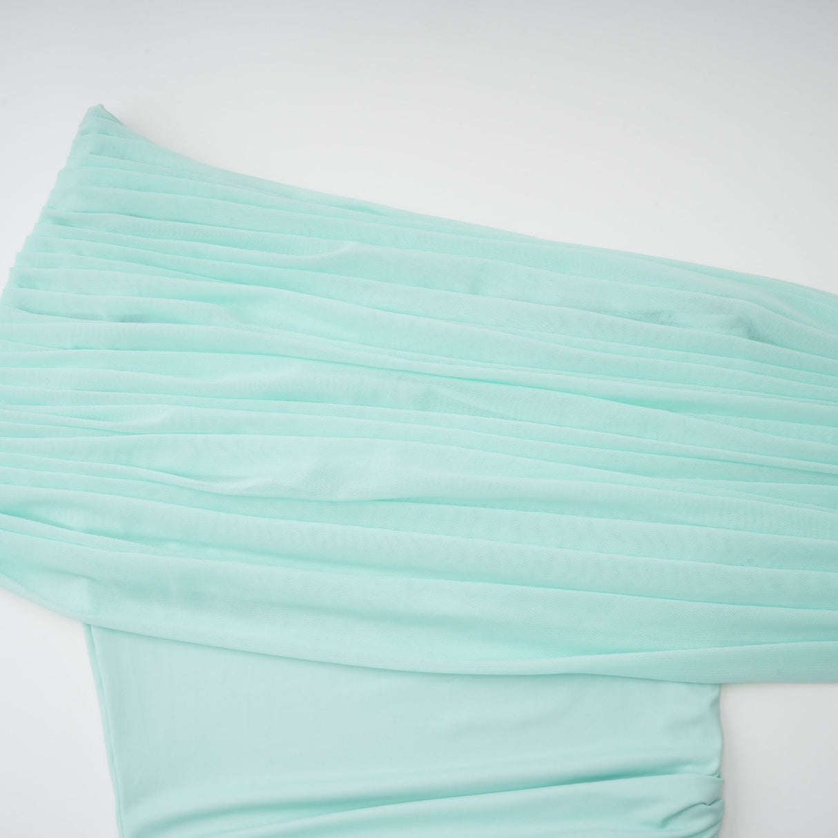 Osmanthe Asymmetrical Ruched Tulle Maxi Dress / Green