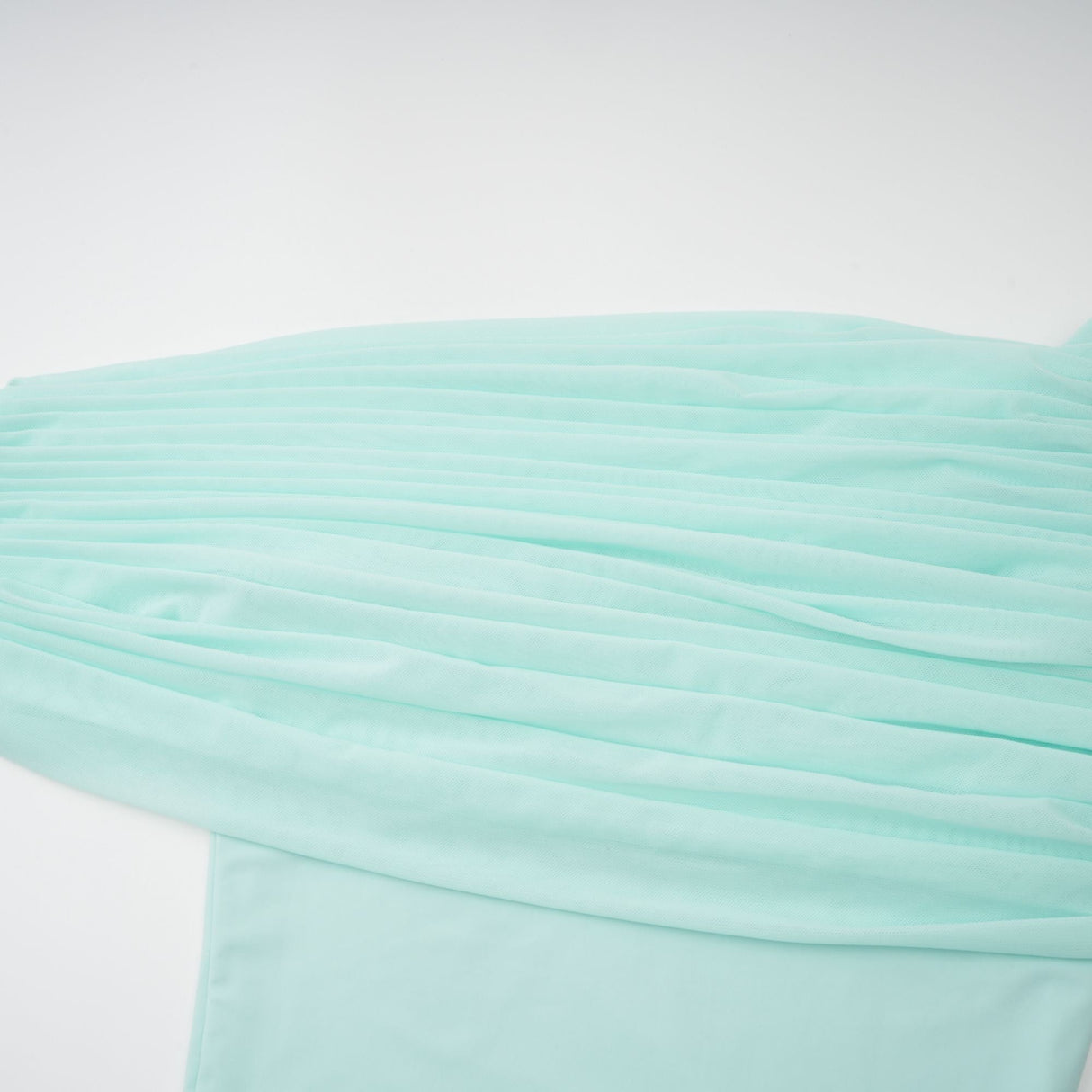 Osmanthe Asymmetrical Ruched Tulle Maxi Dress / Green