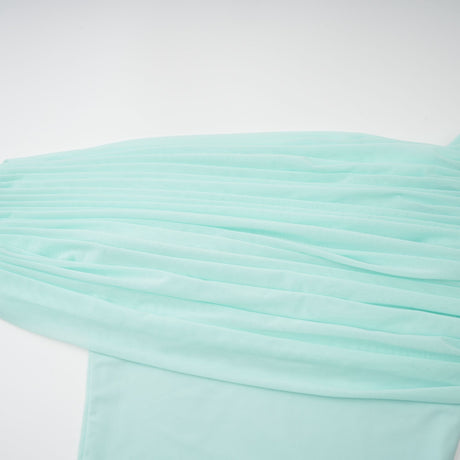 Osmanthe Asymmetrical Ruched Tulle Maxi Dress / Green