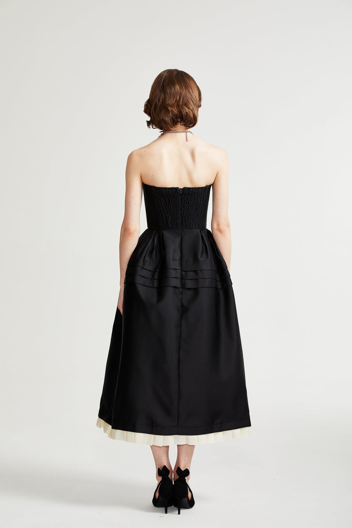 Prouesse black bowknot midi dress