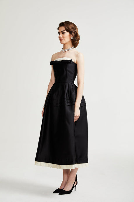 Prouesse black bowknot midi dress