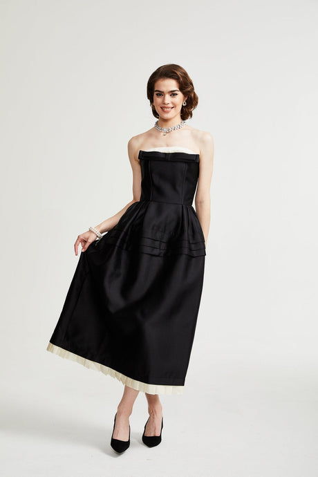 Prouesse black bowknot midi dress