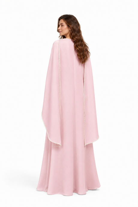 Sommet Pearl Trim Shawl Detail Maxi Dress / Pink