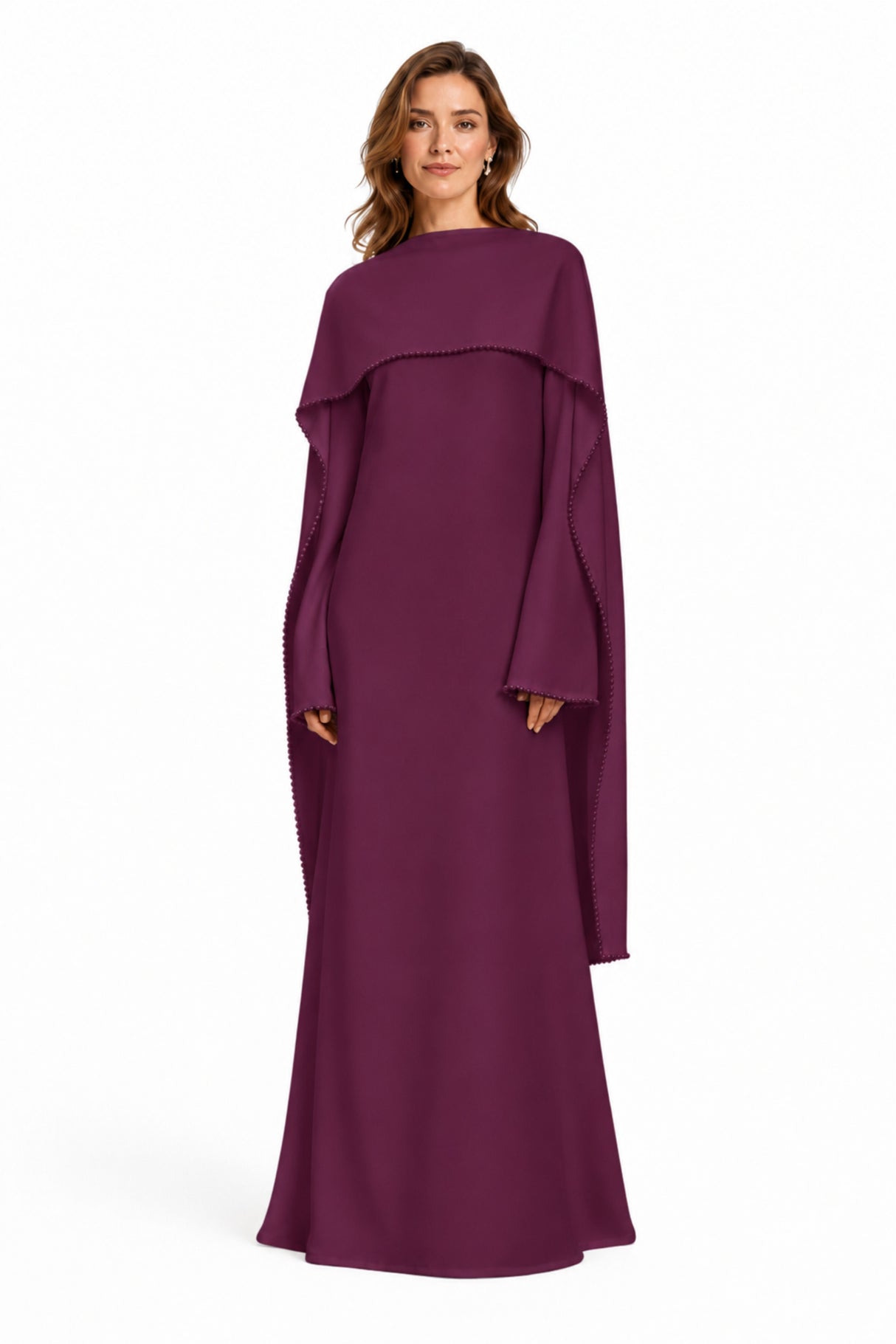 Sommet Pearl Trim Shawl Detail Maxi Dress / Purple