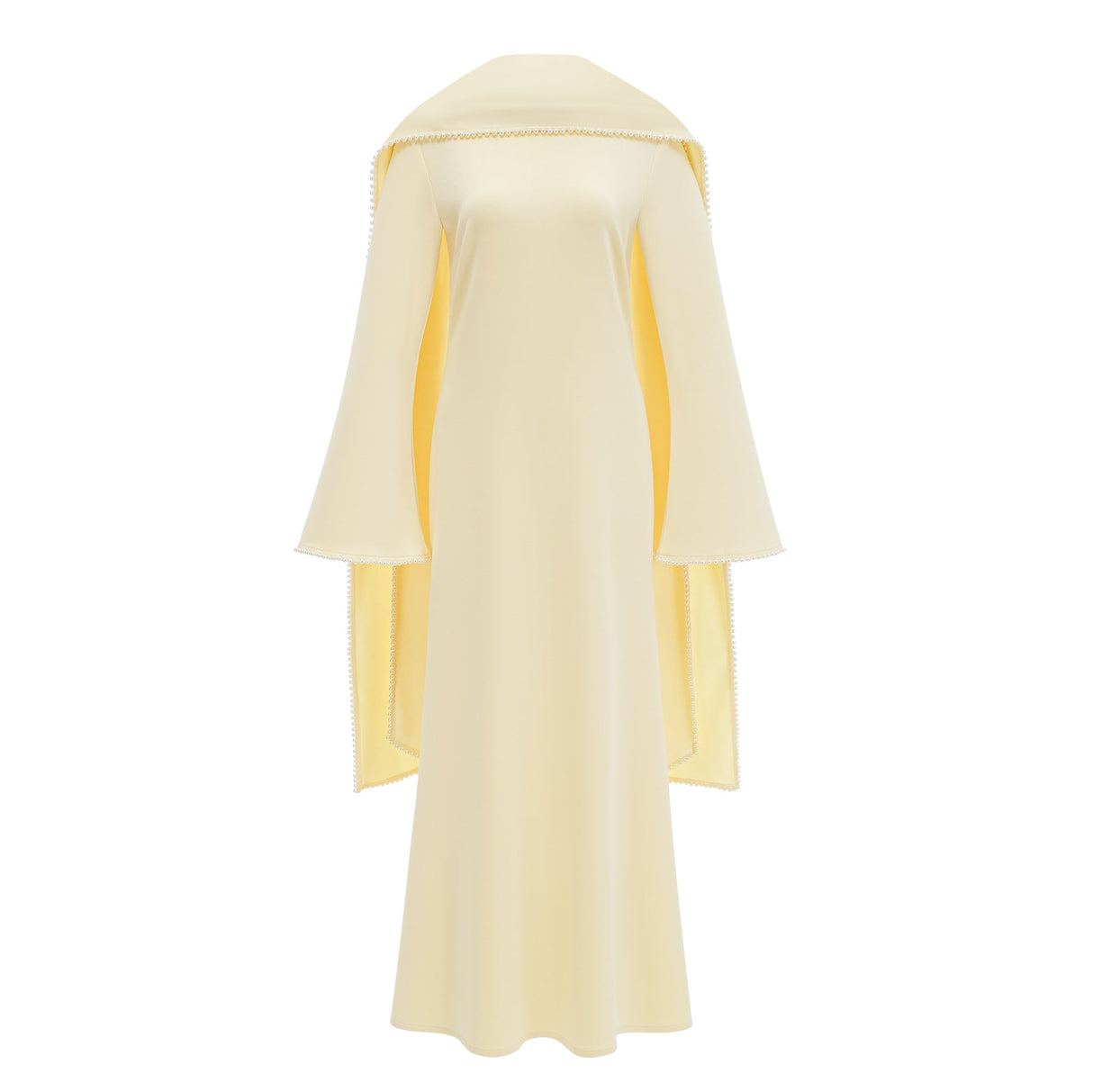 Sommet Pearl Trim Shawl Detail Maxi Dress / Yellow