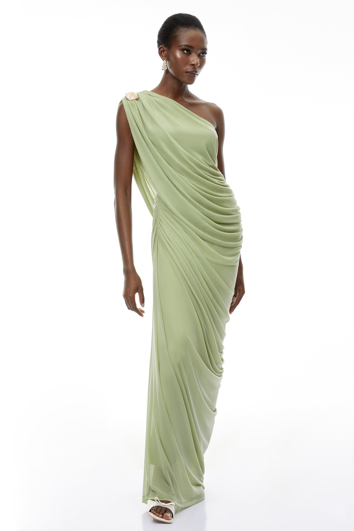 Zulma One Shoulder Top & Skirt Set Green