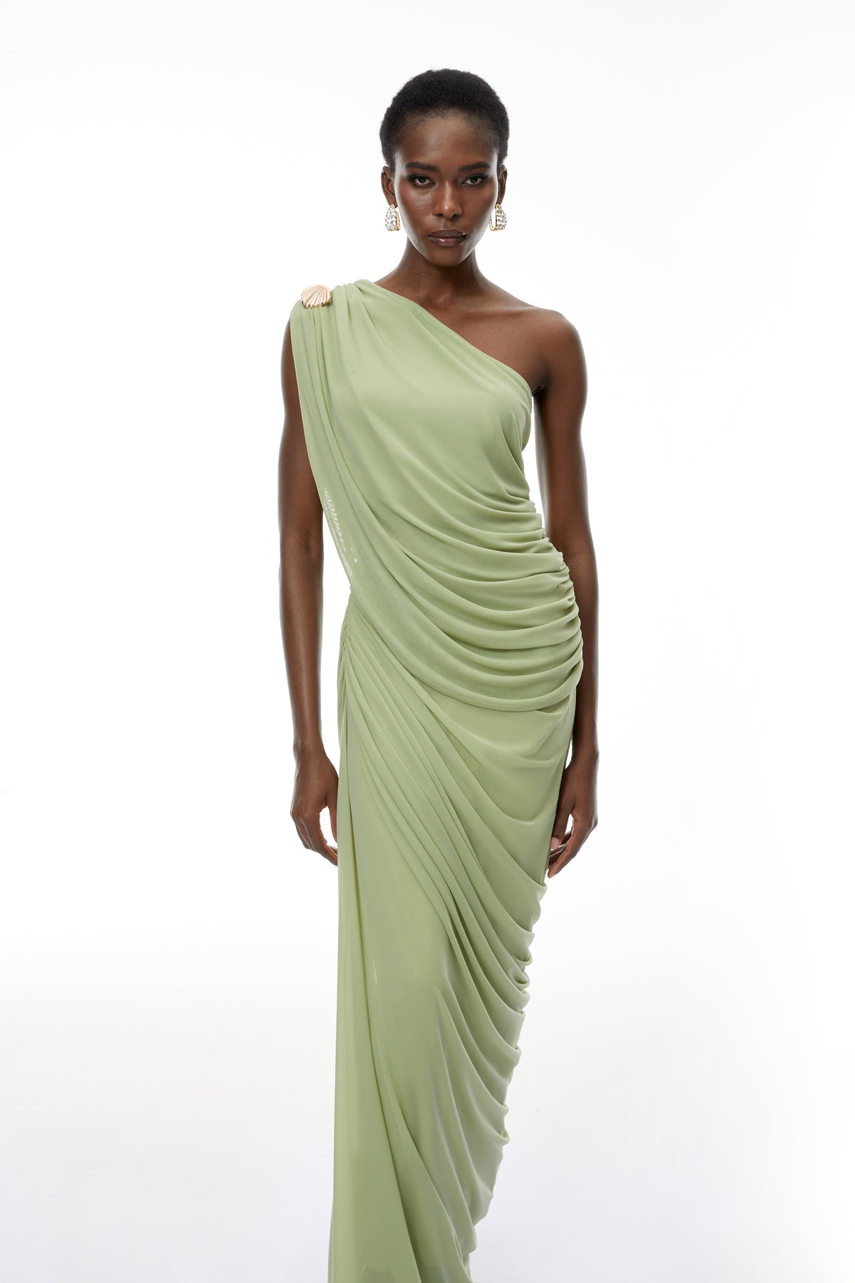 Zulma One Shoulder Top & Skirt Set Green