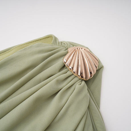 Zulma One Shoulder Top & Skirt Set Green