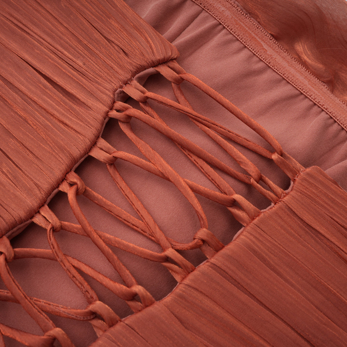 Vanessa Strapless Corset Ruched Maxi Dress / Terracotta Rose