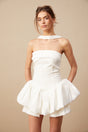 Selmori Aurélie white halterneck ruffled mini dress White
