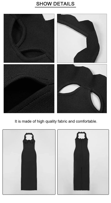 Selmori Noisette Halter Cut-Out Bodycon Maxi Dresses