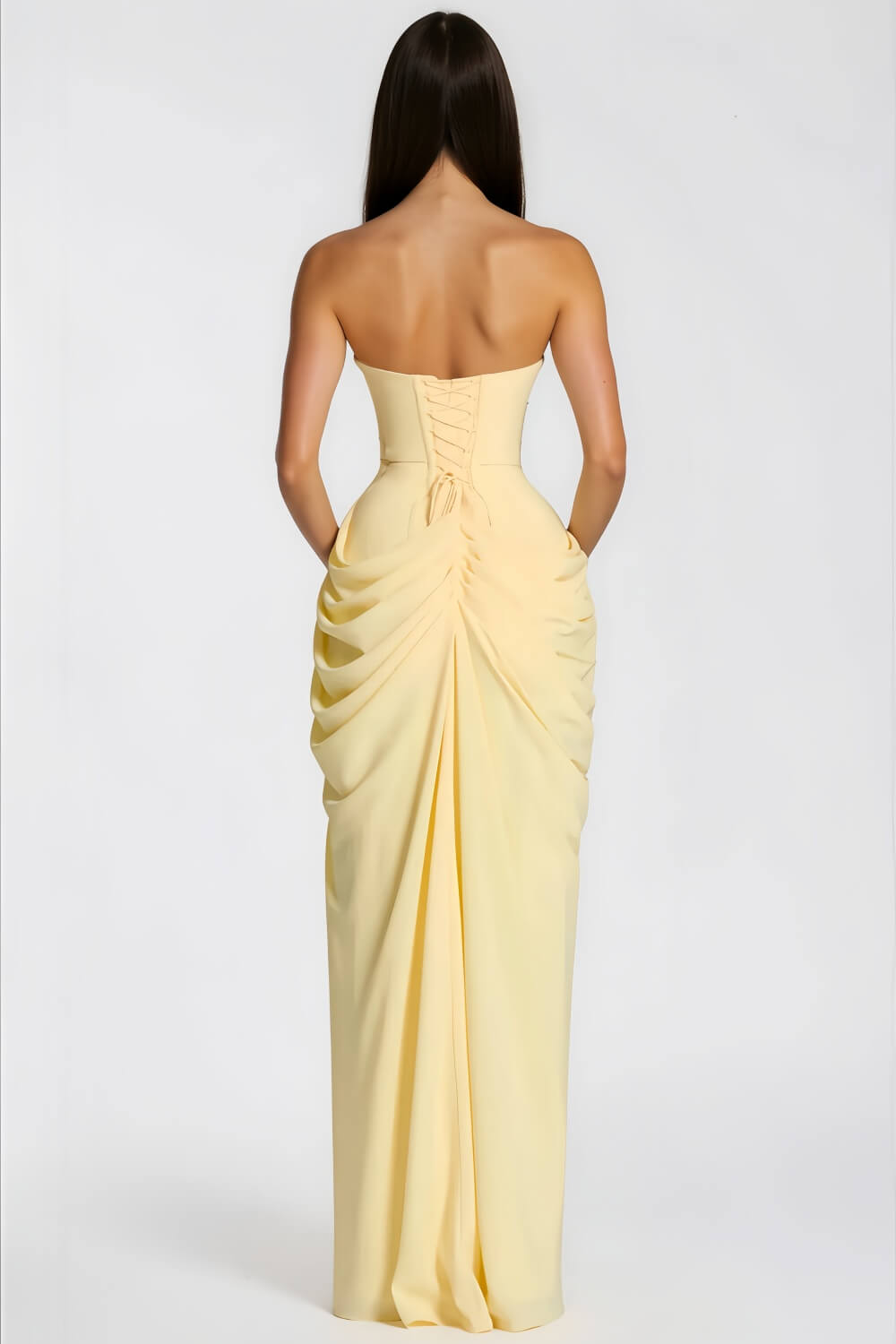 Selmori Azalée Strapless Draped High-Slit Maxi Dress
