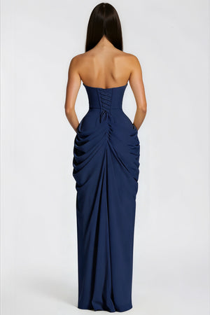 Azalée Strapless Draped High-Slit Maxi Dress