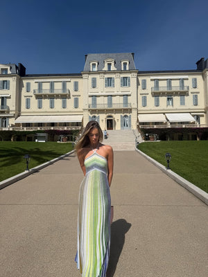 Éclipse Halter Neck Pleated Maxi Dress