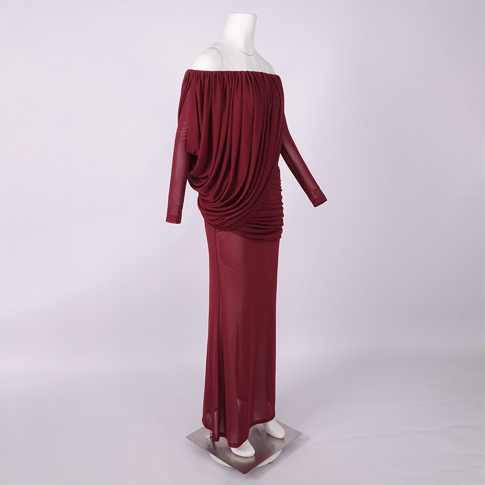 Apolline Off-Shoulder Draped Evening Maxi Dress