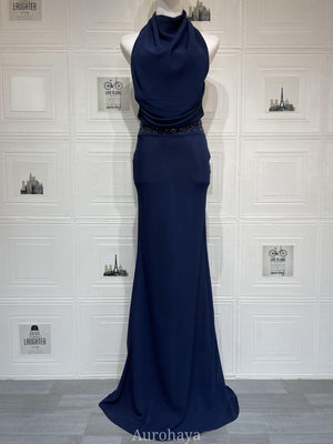 Selmori Camille Backless Sequin Satin Maxi Dress