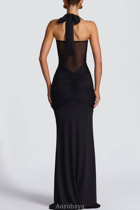 Selmori Sévara Halterneck Gathered Maxi Dress