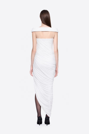 Clarté Off Shoulder Ruched Maxi Dress