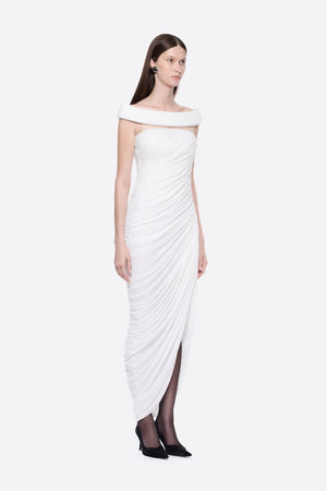 Clarté Off Shoulder Ruched Maxi Dress