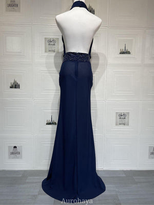 Selmori Camille Backless Sequin Satin Maxi Dress