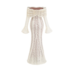 Sirène Off Shoulder Lace Maxi Dress