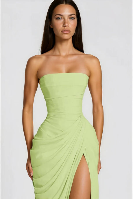 Azalée Strapless Draped High-Slit Maxi Dress