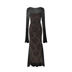 Symphonie Lace Square Neck Bodycon Maxi Dress