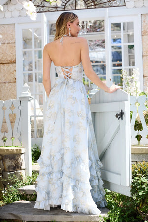 Opéra Floral Plunge Slit Maxi Dress