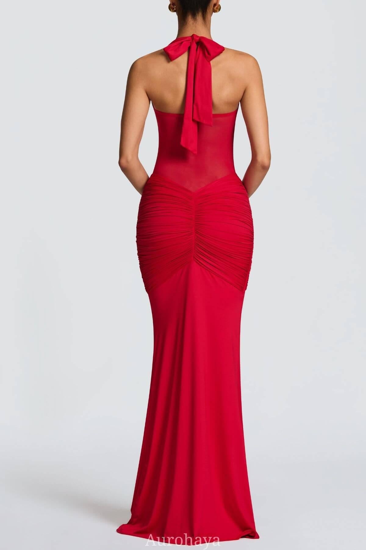 Selmori Sévara Halterneck Gathered Maxi Dress