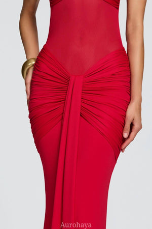 Selmori Sévara Halterneck Gathered Maxi Dress