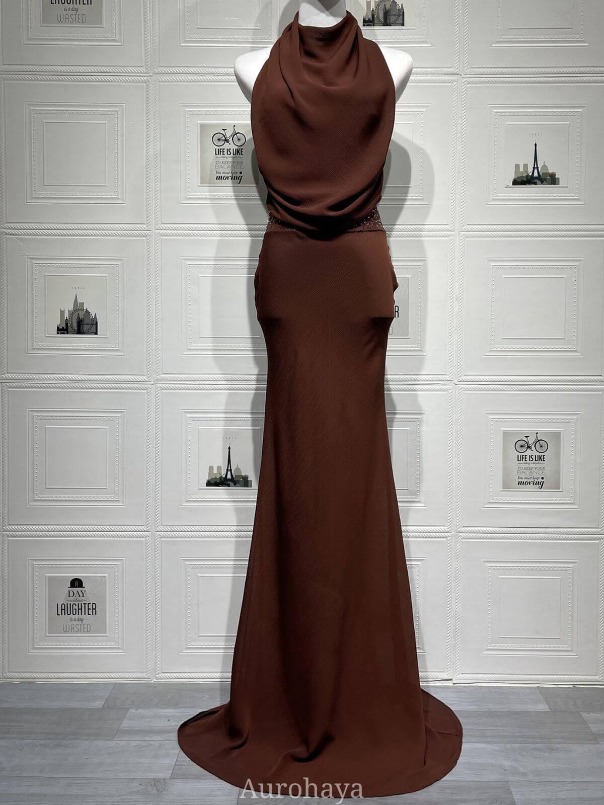 Selmori Camille Backless Sequin Satin Maxi Dress