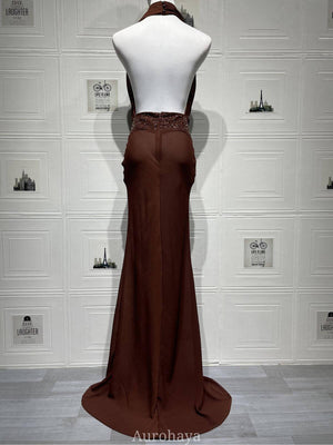 Selmori Camille Backless Sequin Satin Maxi Dress