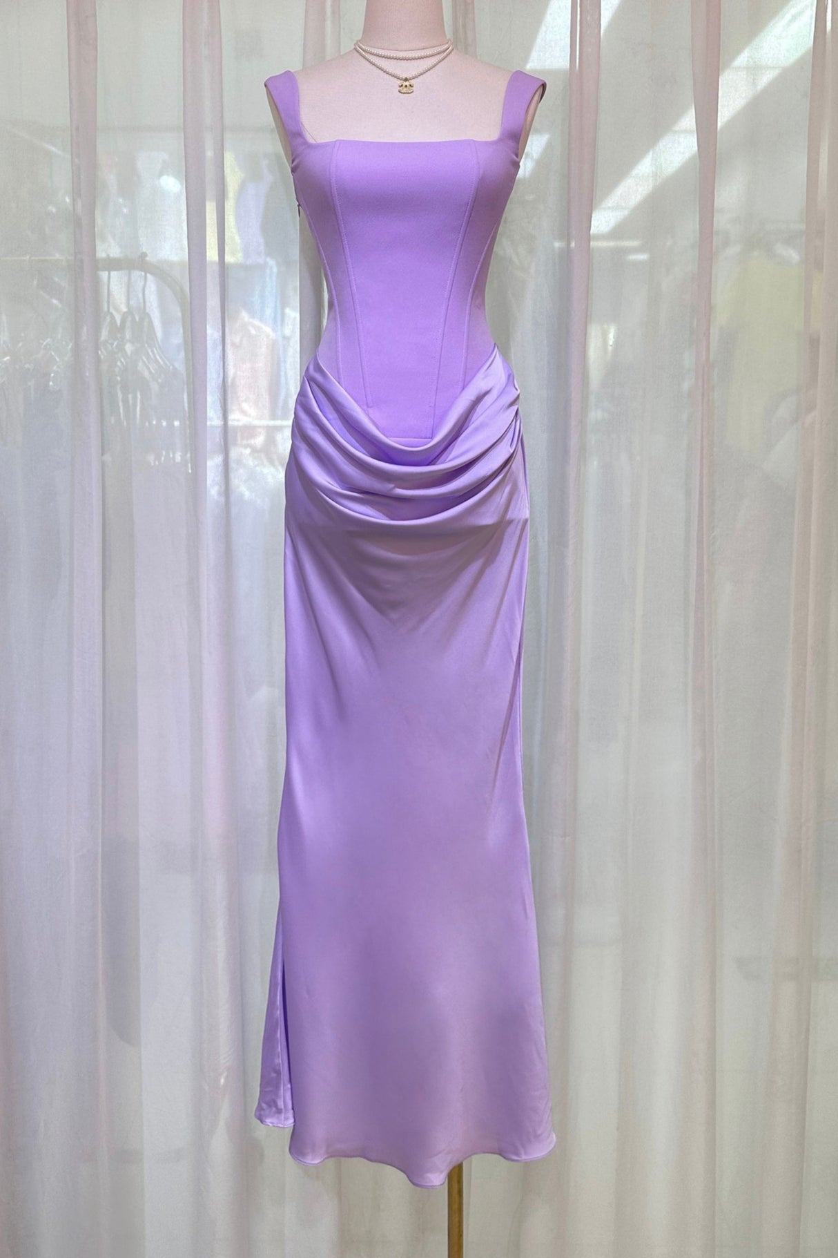 Hortense Square Neck Corset Maxi Dress