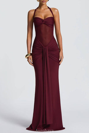Selmori Sévara Halterneck Gathered Maxi Dress