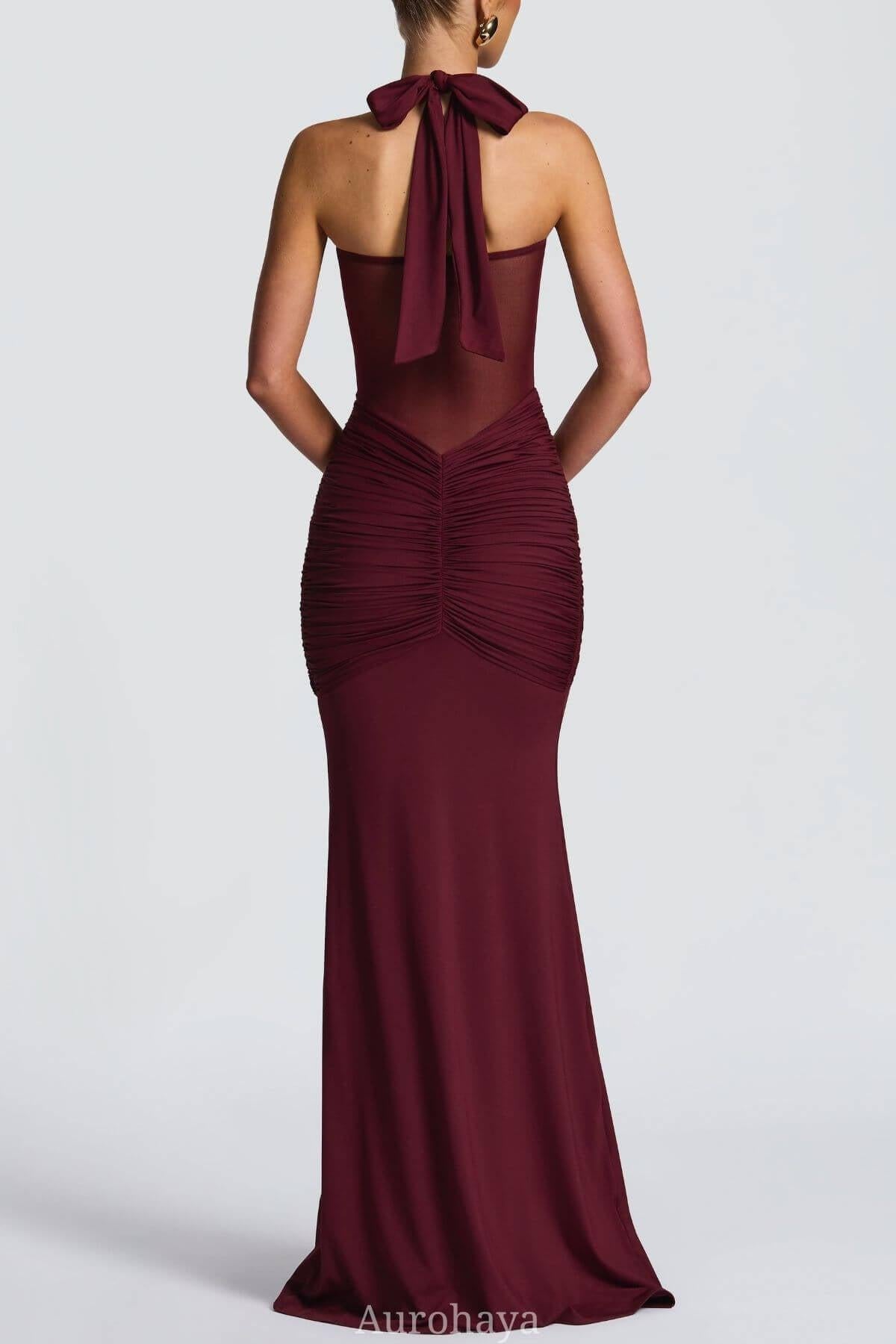 Selmori Sévara Halterneck Gathered Maxi Dress