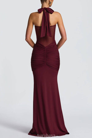 Selmori Sévara Halterneck Gathered Maxi Dress