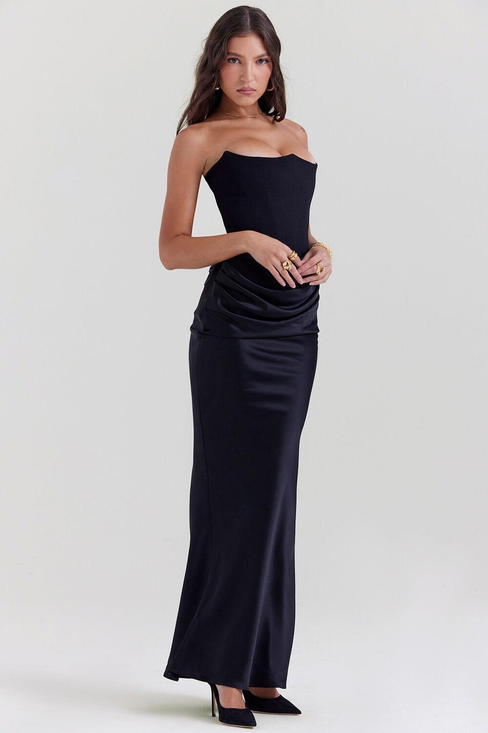 Selmori Vianne Off-Shoulder Corset Maxi Dress