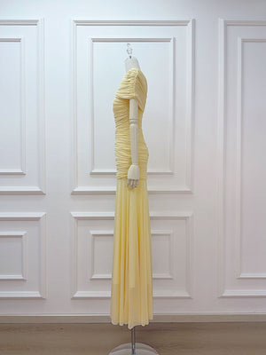 Selmori Mado One Shoulder Ruched Maxi Dress