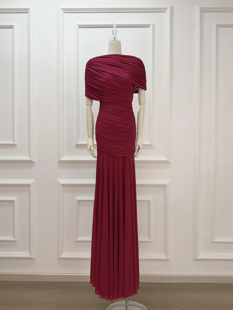 Selmori Mado One Shoulder Ruched Maxi Dress